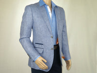 Mens 100% Linen Sport Coat Summer Blazer INSERCH Half Lined Paisley 535 Denim