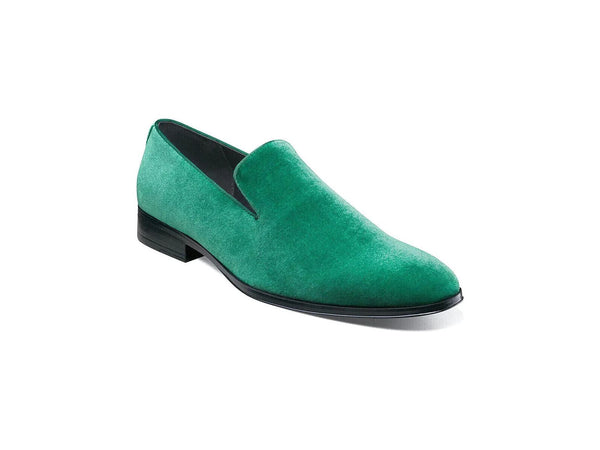 Stacy Adams Savion Plain Toe Velour Slip On Party Shoes Emerald 25613-312