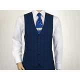 Mens Renoir 3 Piece Vested Suit Glenn Plaid Notch Lapel Business 278-2 Navy Blue