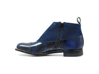 Stacy Adams Madison Side Zip Navy Boot Suede Leather 00083-410 High top