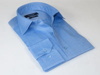 Mens 100% Cotton Shirt From Turkey Manschett by Quesste Slim Fit 4029-08 Blue