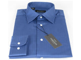 Men Mondego 100% Soft Cotton Dress Business shirt B300 French Blue Herringbone