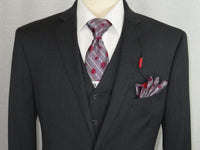 Men Suit ADOLFO 3Pc 100% Soft Wool Vested Business Formal 2 Button 1608 Charcoal