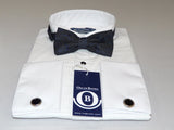 Mens Oscar Banks Turkish Formal Tuxedo Shirt Cotton Wing Tip Bow tie 5504 White