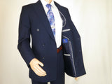 Men Apollo King Double Breasted Suit Classic Peak Lapel Pleated DM22 Navy Blue