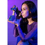 The Tampico Blue Suede Leather Spike Platform Heel Women Sandal