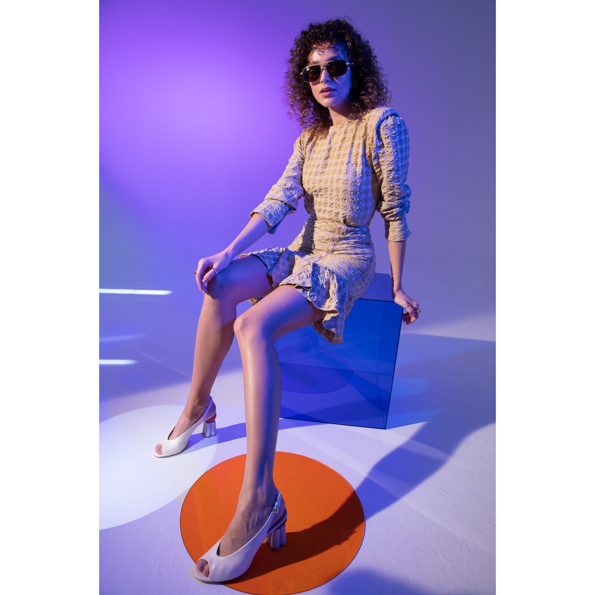 The Cimla Cream Leather Pumpkin Heel Women Sandal