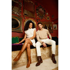 The Bukres Tan Leather Block Heel Mid Calf Women Boot