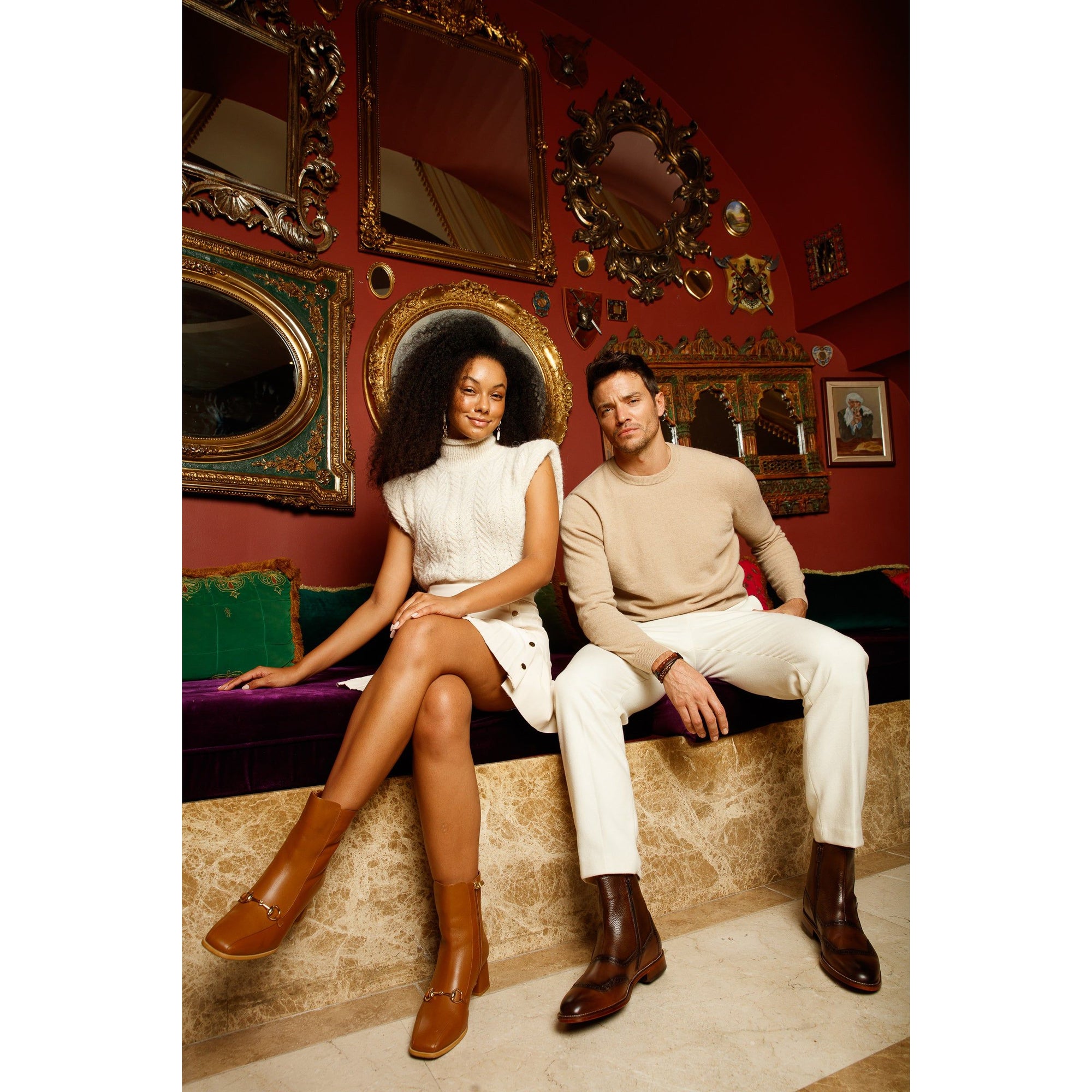 The Bukres Tan Leather Block Heel Mid Calf Women Boot