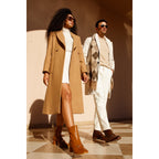 The Bukres Tan Leather Block Heel Mid Calf Women Boot