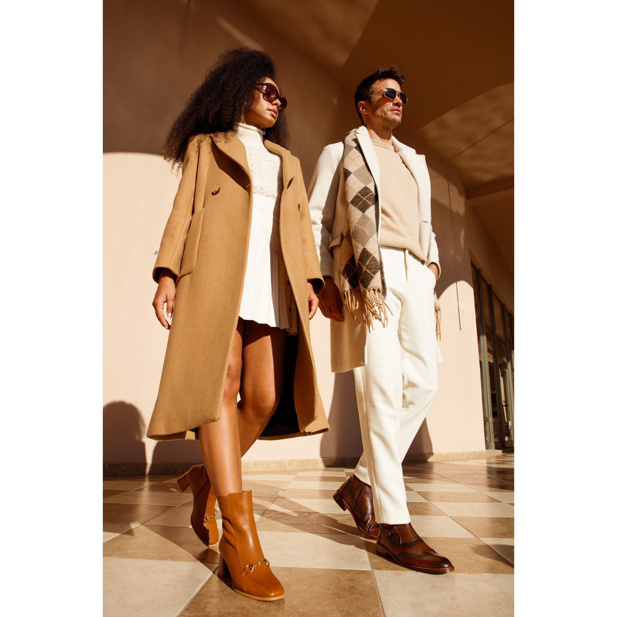 The Bukres Tan Leather Block Heel Mid Calf Women Boot
