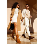 The Bukres Tan Leather Block Heel Mid Calf Women Boot