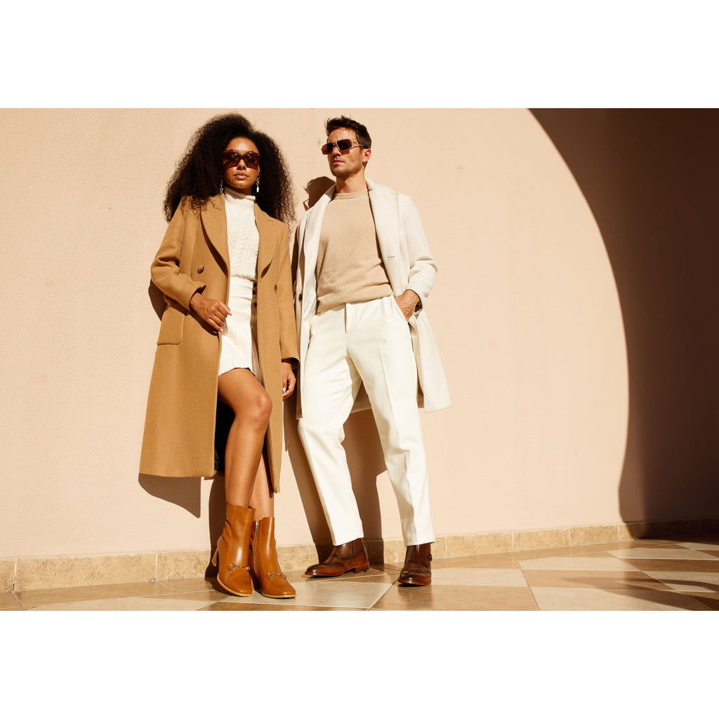 The Bukres Tan Leather Block Heel Mid Calf Women Boot