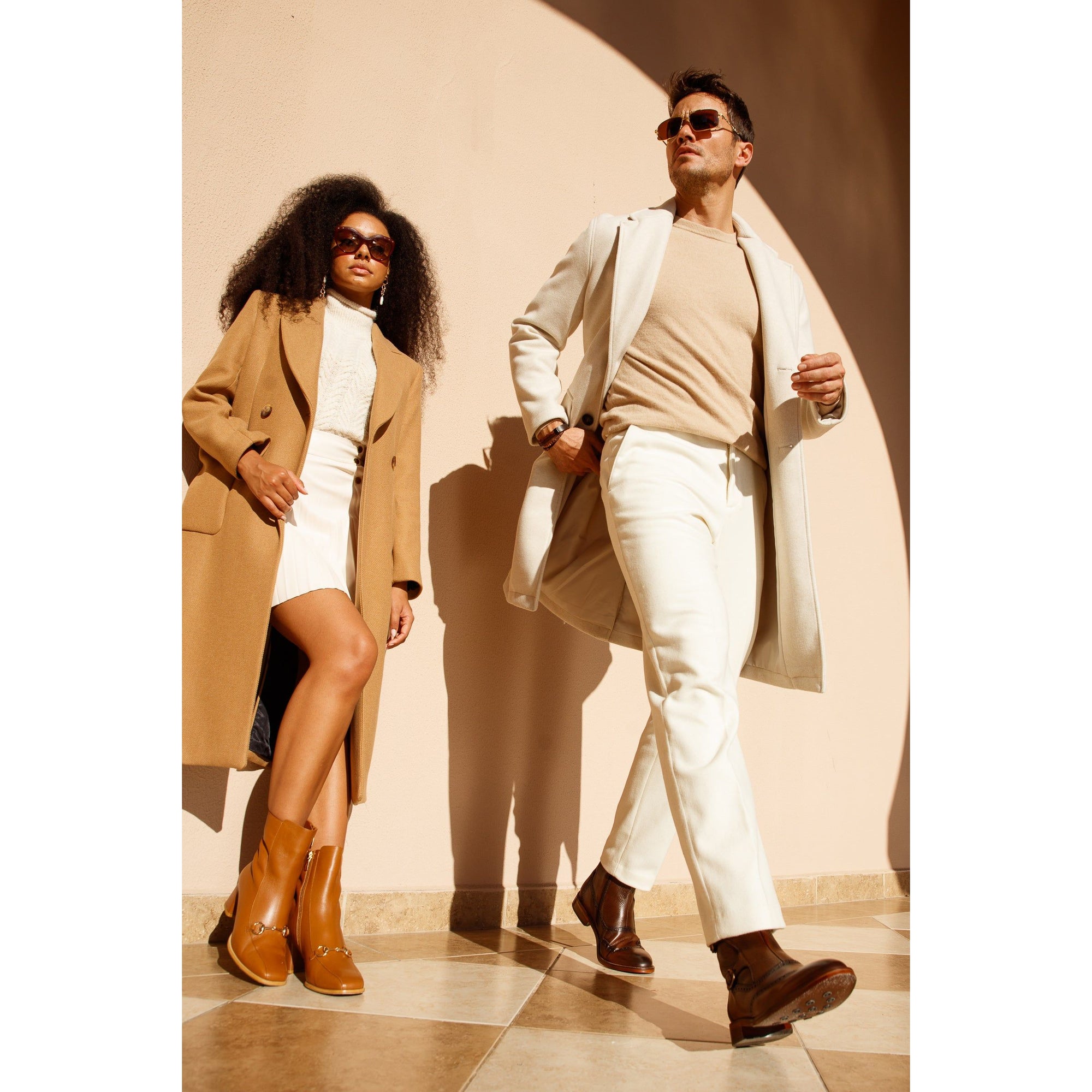 The Bukres Tan Leather Block Heel Mid Calf Women Boot