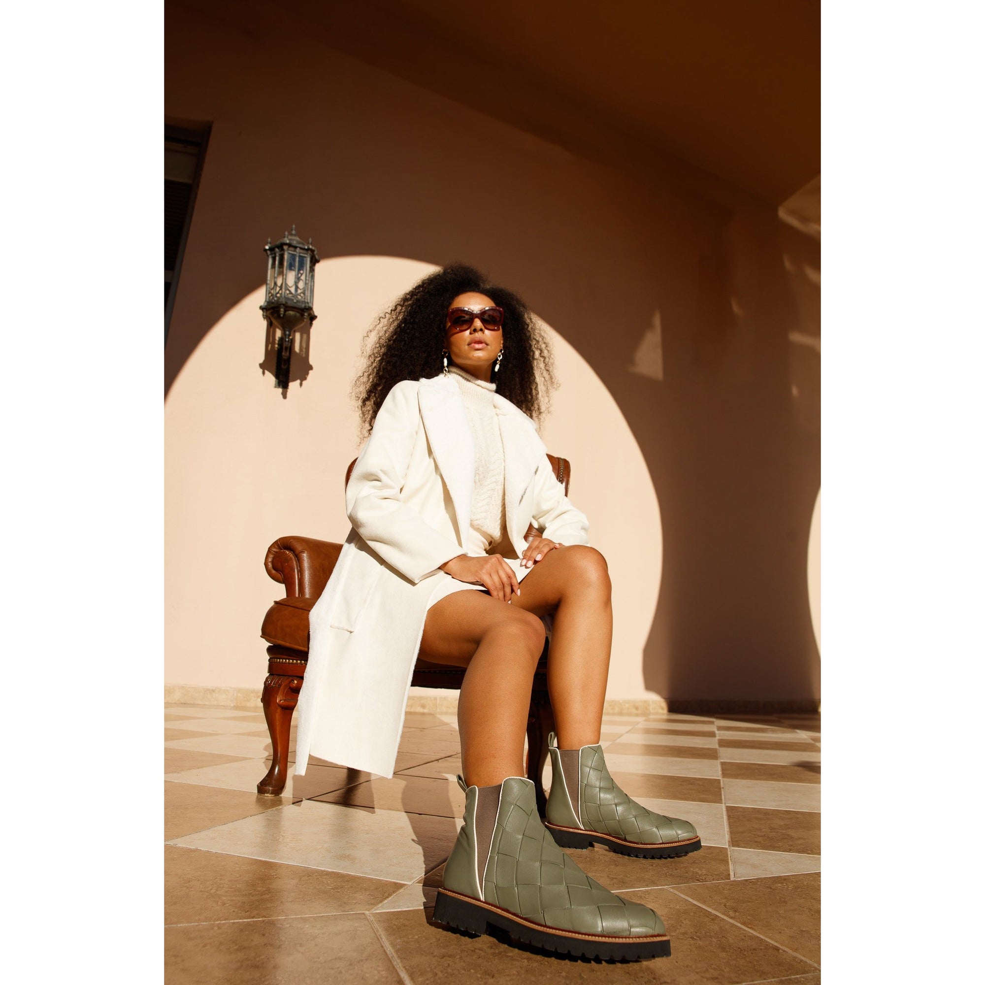 The Luisina Green Handwoven Leather Ankle Boot Final Sale!