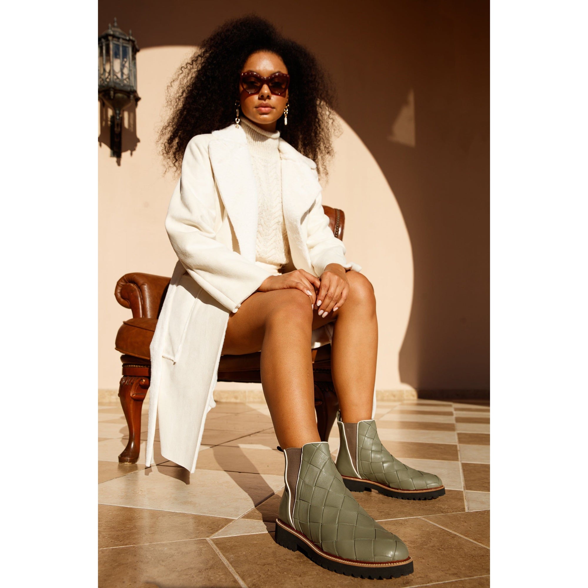The Luisina Green Handwoven Leather Ankle Boot Final Sale!