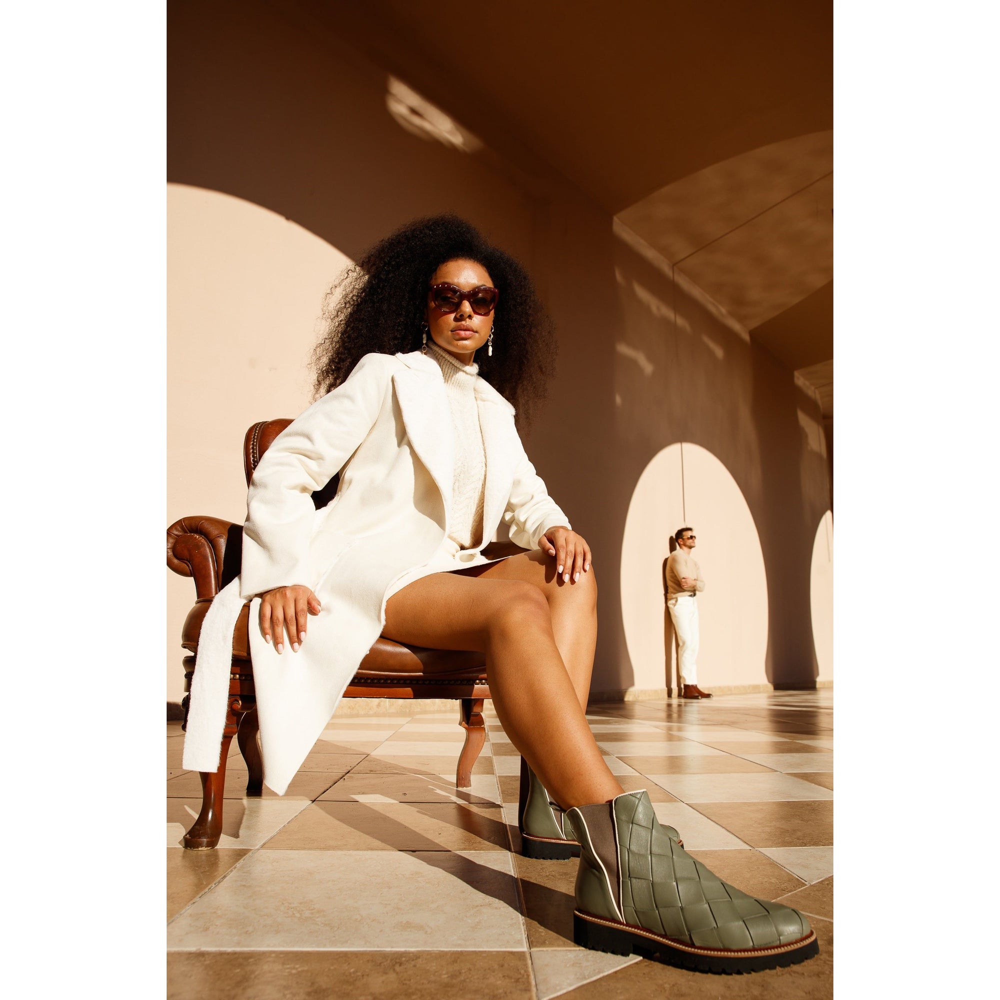 The Luisina Green Handwoven Leather Ankle Boot Final Sale!