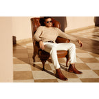 The Morral Tan Handwoven Leather Cross Strap Buckle Zip-Up Men Boot