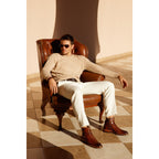 The Morral Tan Handwoven Leather Cross Strap Buckle Zip-Up Men Boot