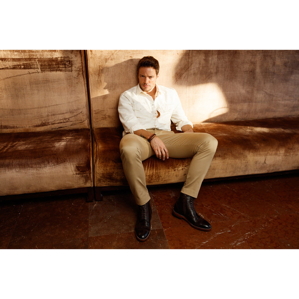 The Anderson Brown Leather & Suede Brogue Lace-Up Men Boot with a Zipper