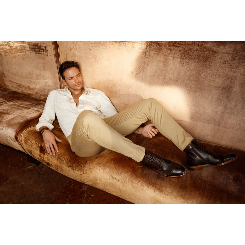 The Anderson Brown Leather & Suede Brogue Lace-Up Men Boot with a Zipper