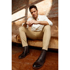 The Anderson Brown Leather & Suede Brogue Lace-Up Men Boot with a Zipper