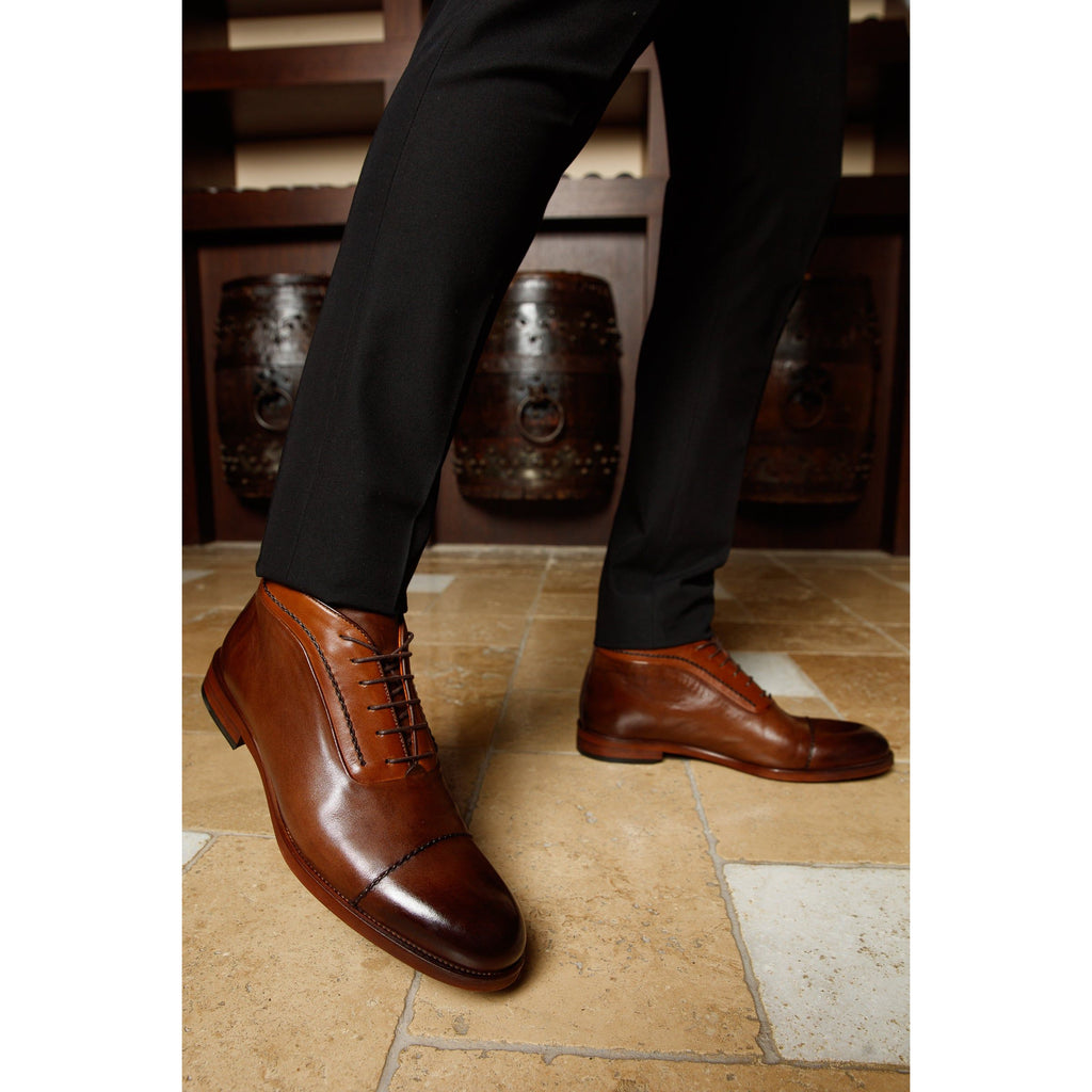 The Rome Tan Leather Oxford Cap-Toe Men Boot