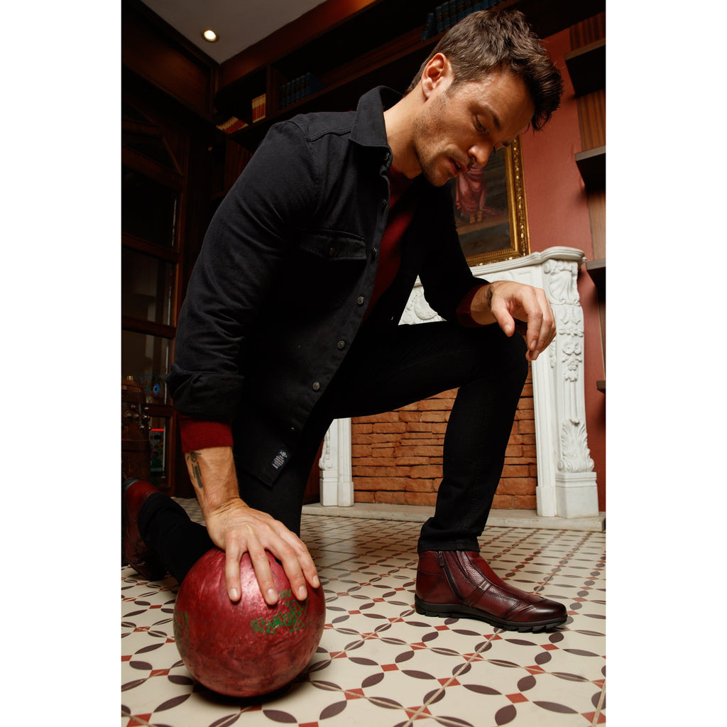 Vinci The Montreal Burgundy Leather Casual Zip-Up Ankle Men Boot