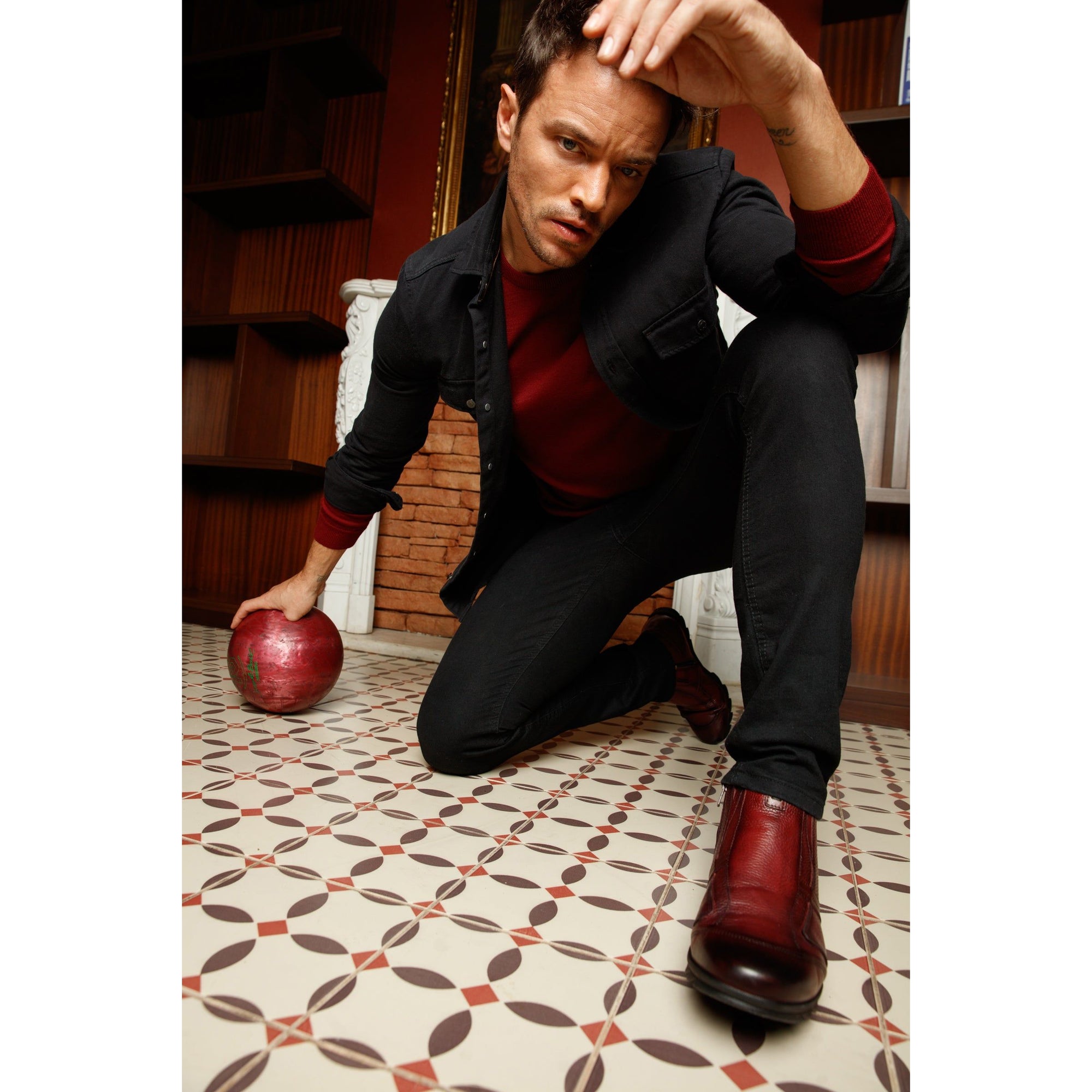 Vinci The Montreal Burgundy Leather Casual Zip-Up Ankle Men Boot