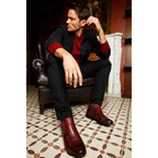 Vinci The Montreal Burgundy Leather Casual Zip-Up Ankle Men Boot