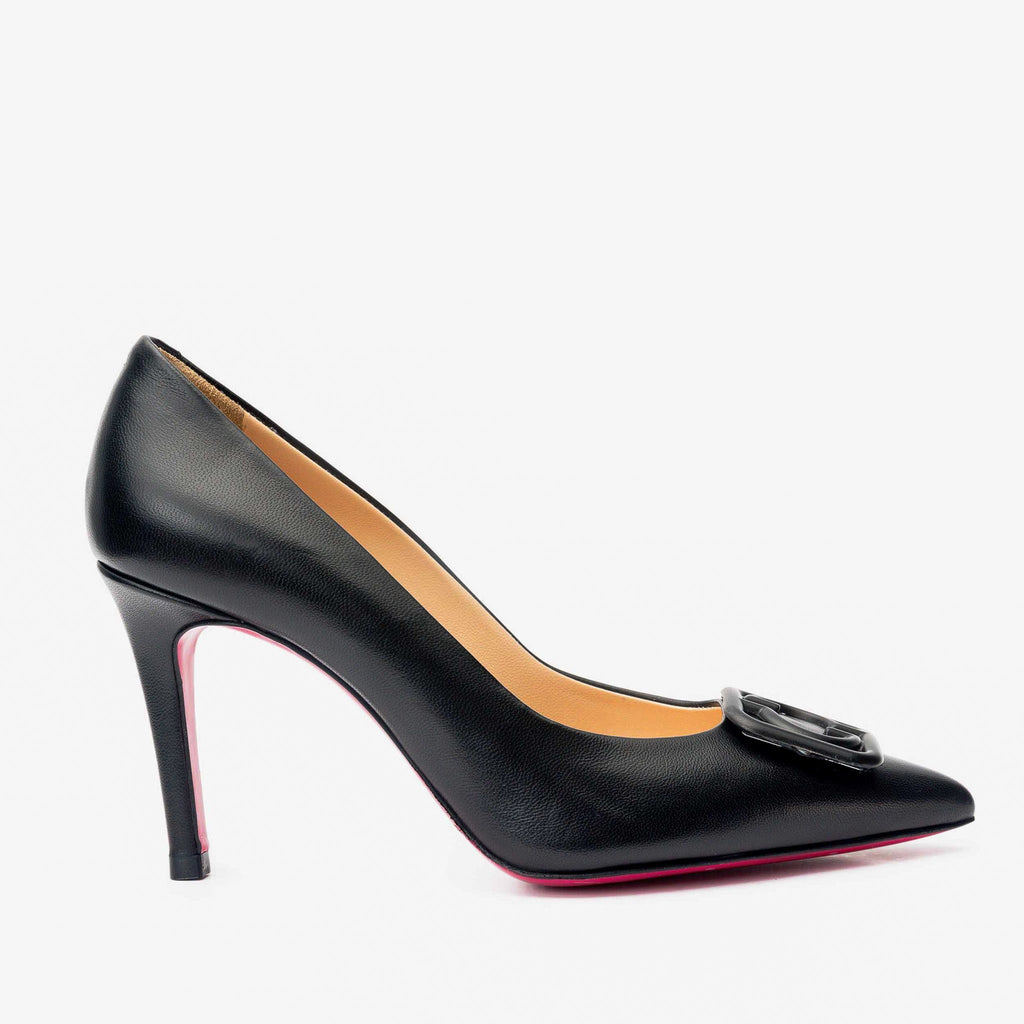 Vinci The Maneadero Black Leather Pump Fuchsia Sole Women Shoes