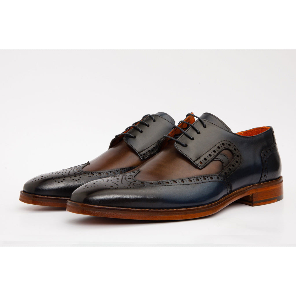 The Neiva Navy/Brown Wingtip Semi Brogue Derby Men  Shoe