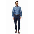 Men's JT MILANO by AVM Turkey Paisley Floral Shirt Slim Fit 6020-35 Blue/Gray