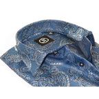 Men's JT MILANO by AVM Turkey Paisley Floral Shirt Slim Fit 6020-35 Blue/Gray