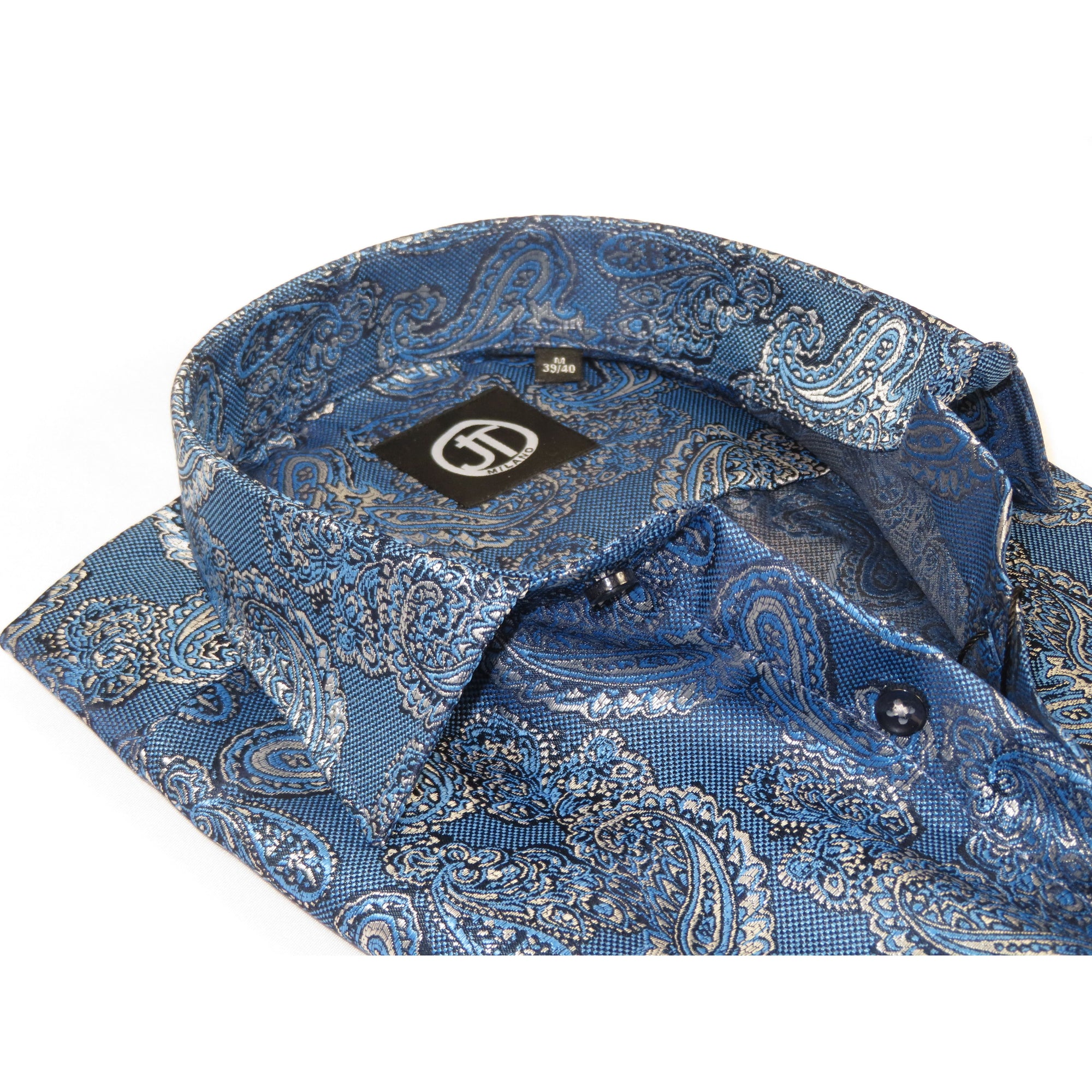 Men's JT MILANO by AVM Turkey Paisley Floral Shirt Slim Fit 6020-35 Blue/Gray