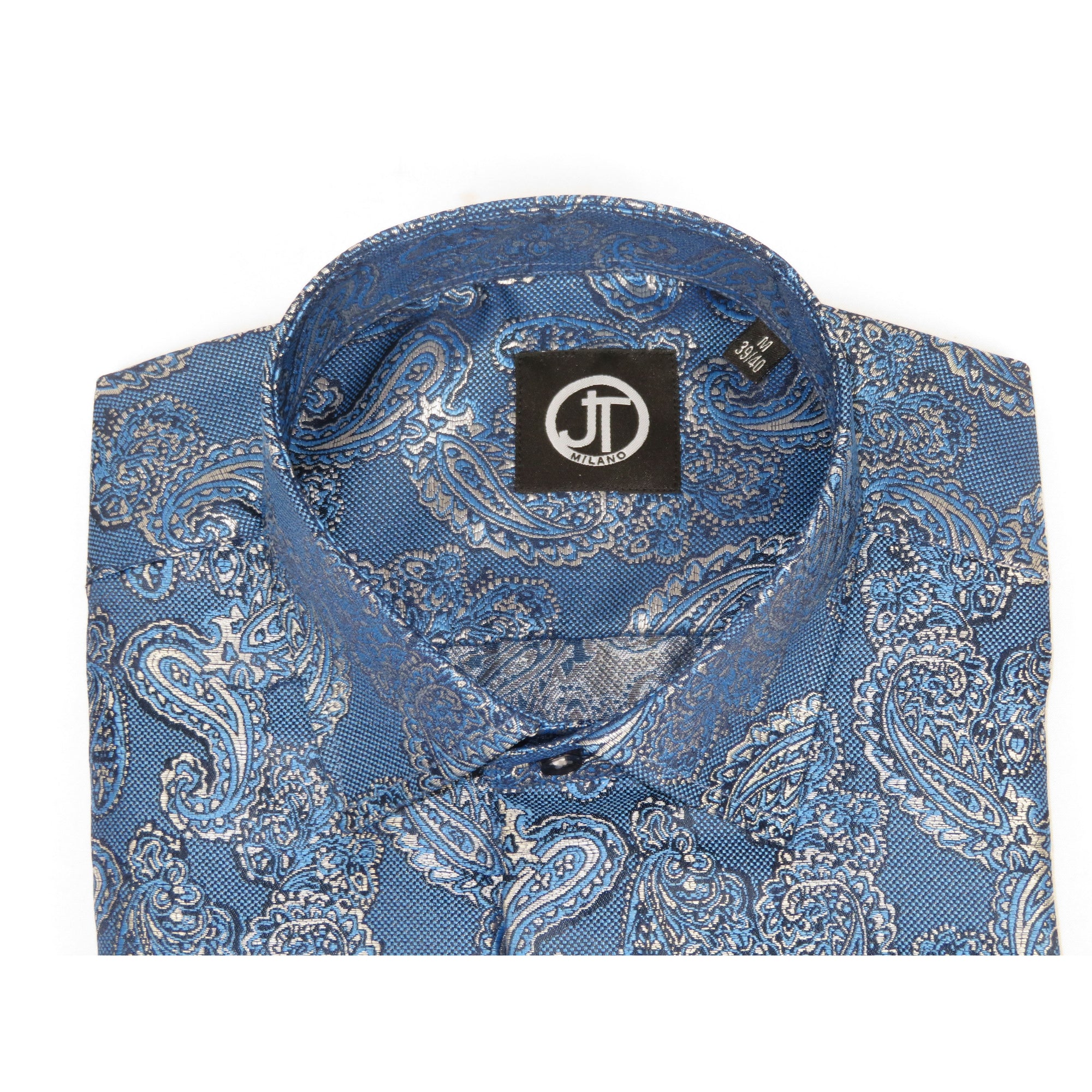 Men's JT MILANO by AVM Turkey Paisley Floral Shirt Slim Fit 6020-35 Blue/Gray