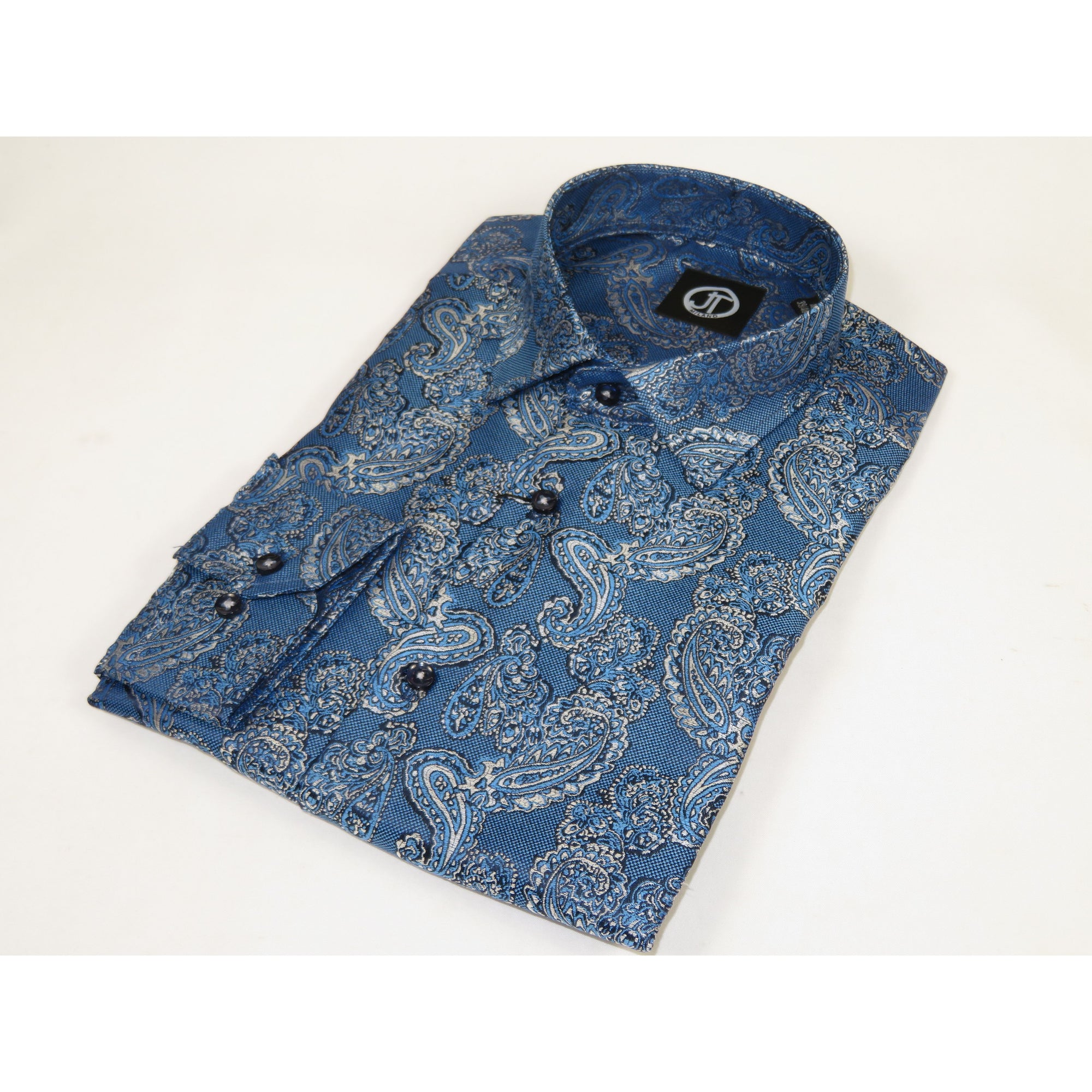 Men's JT MILANO by AVM Turkey Paisley Floral Shirt Slim Fit 6020-35 Blue/Gray