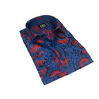 Men's JT MILANO by AVM Turkey Paisley Floral Shirt Slim Fit 6022-24 Navy/Wine