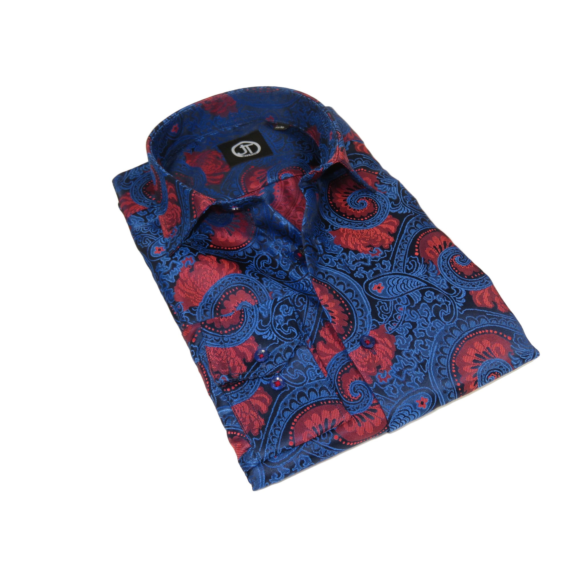 Men's JT MILANO by AVM Turkey Paisley Floral Shirt Slim Fit 6022-24 Navy/Wine