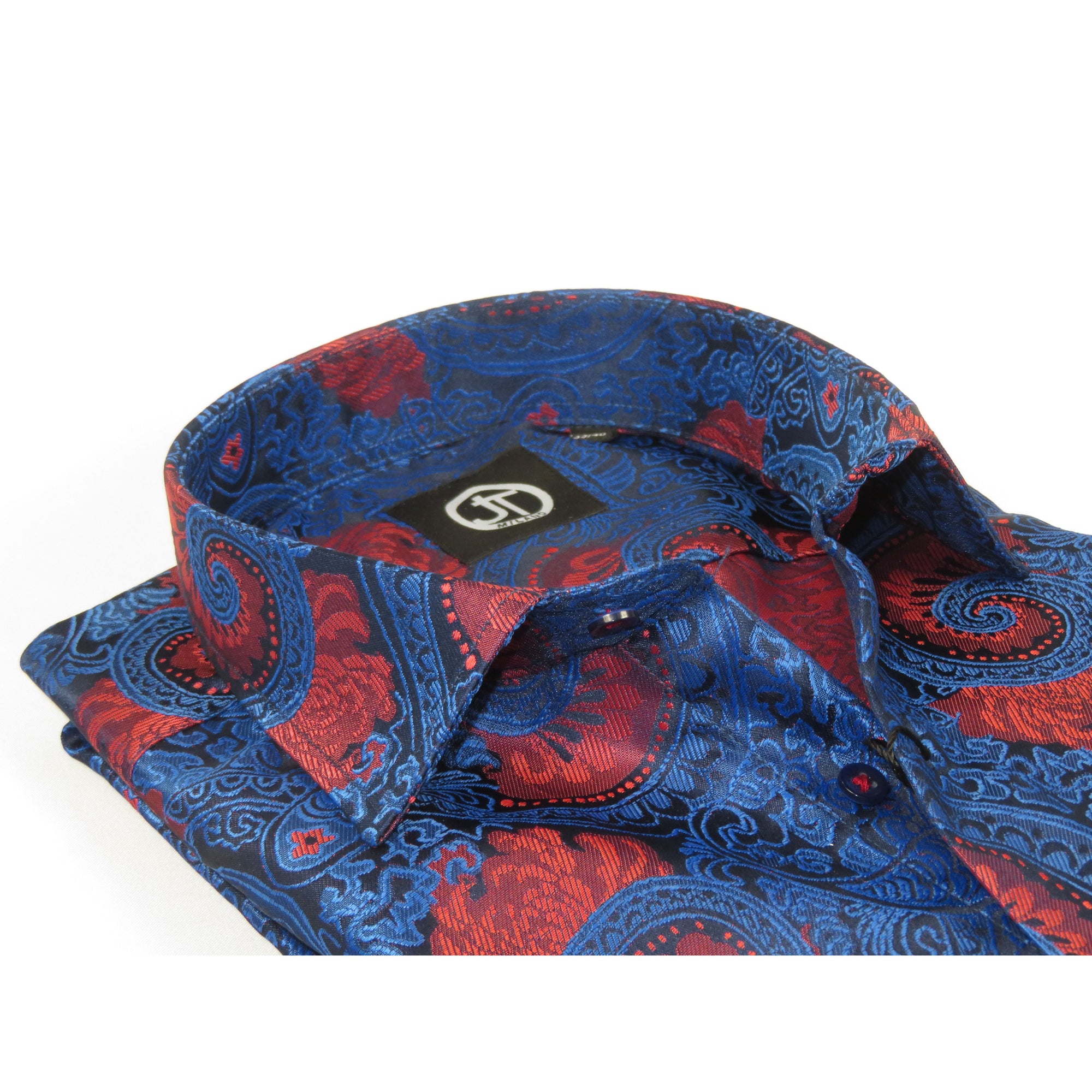 Men's JT MILANO by AVM Turkey Paisley Floral Shirt Slim Fit 6022-24 Navy/Wine