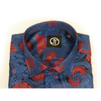 Men's JT MILANO by AVM Turkey Paisley Floral Shirt Slim Fit 6022-24 Navy/Wine