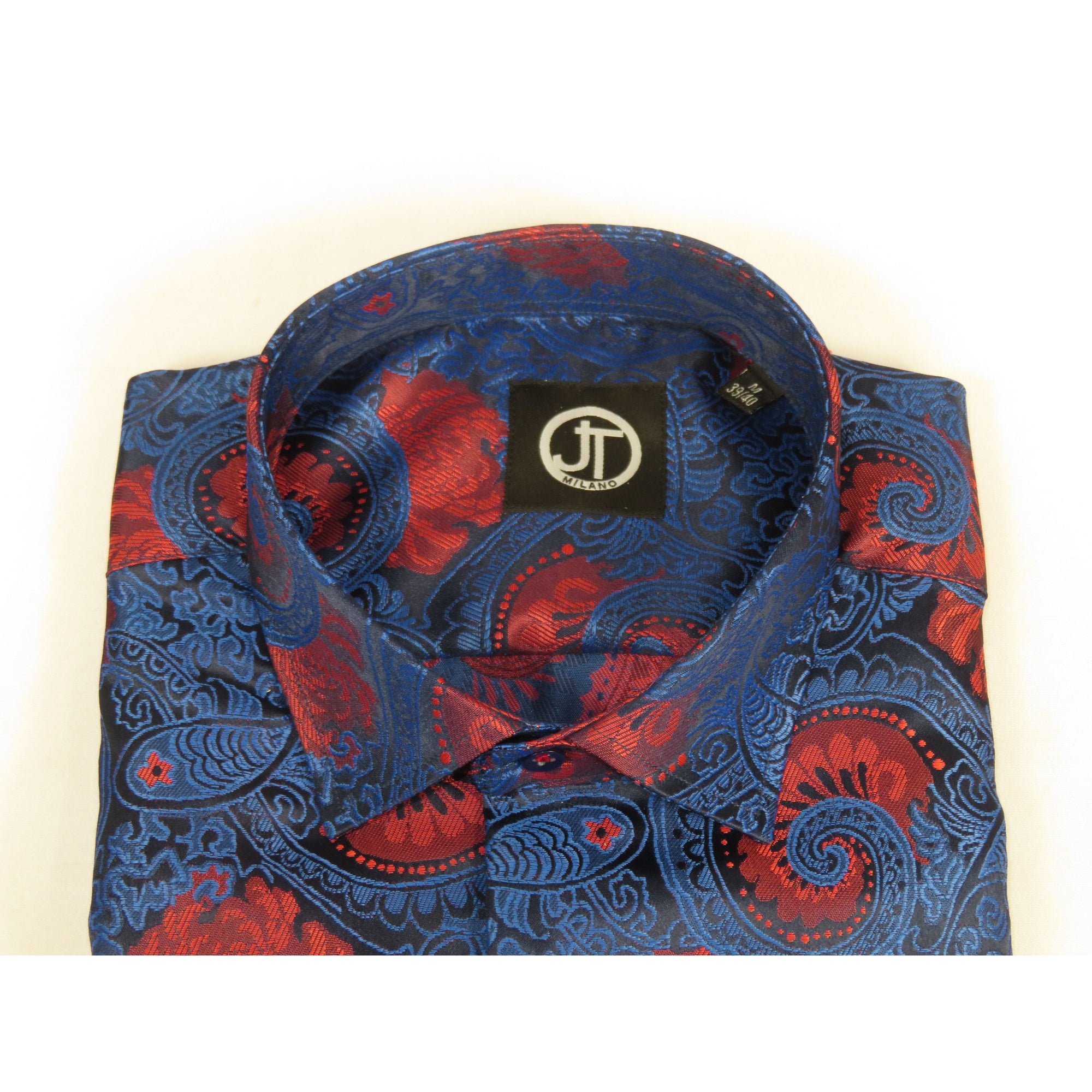 Men's JT MILANO by AVM Turkey Paisley Floral Shirt Slim Fit 6022-24 Navy/Wine