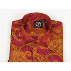 Men's JT MILANO by AVM Paisley Floral Shirt Turkey Slim Fit 6022-28 Wine/Gold