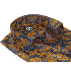Men's JT MILANO by AVM Paisley Floral Shirt Turkey Slim Fit 6023-24 Navy/Gold