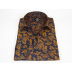 Men's JT MILANO by AVM Paisley Floral Shirt Turkey Slim Fit 6023-24 Navy/Gold