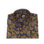 Men's JT MILANO by AVM Paisley Floral Shirt Turkey Slim Fit 6023-24 Navy/Gold