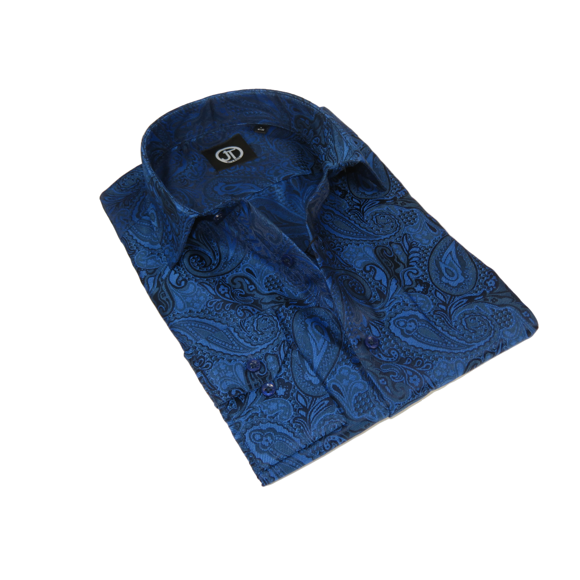 Men's JT MILANO by AVM Turkey Paisley Floral Shirt Slim Fit 6026-44 Navy/Royal