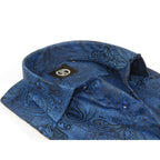 Men's JT MILANO by AVM Turkey Paisley Floral Shirt Slim Fit 6026-44 Navy/Royal