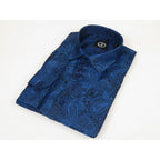 Men's JT MILANO by AVM Turkey Paisley Floral Shirt Slim Fit 6026-44 Navy/Royal