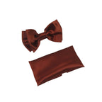 Men's Satin Silky Bow Tie Hankie by J.Valintin Collection #60 Cognac Brown